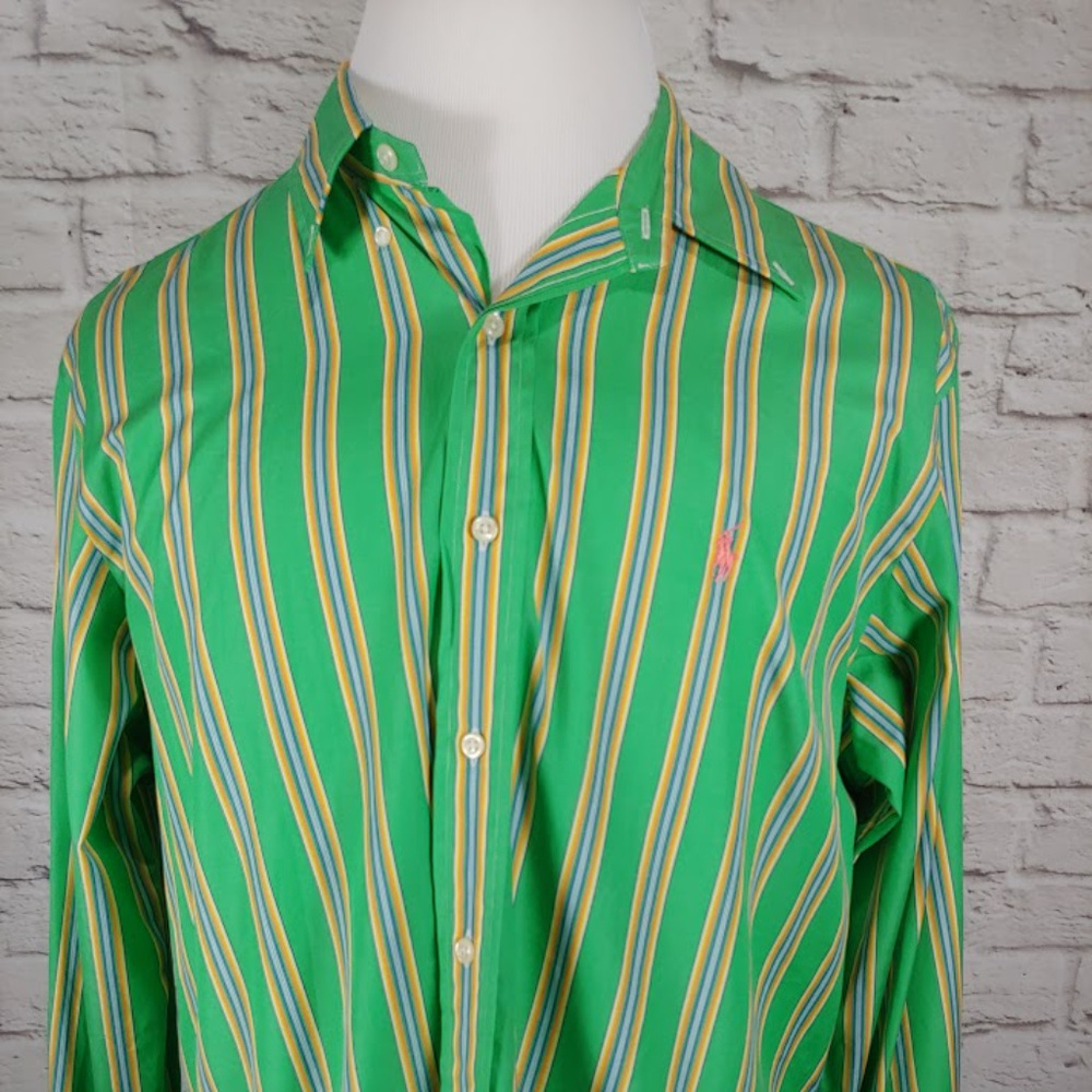 VTG RALPH LAUREN Button Down Green Striped Shirt